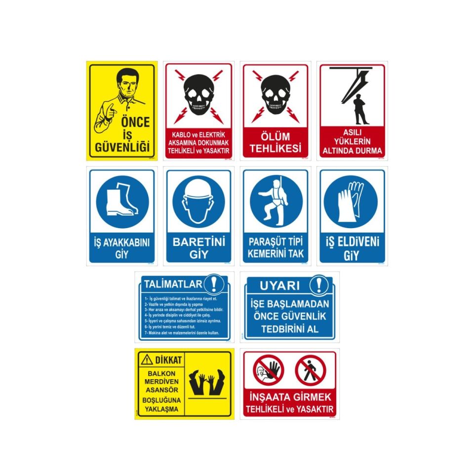 İnşaat Levha Seti 12'li | Toplu İnşaat Levhaları Seti | Şantiye Levha Seti