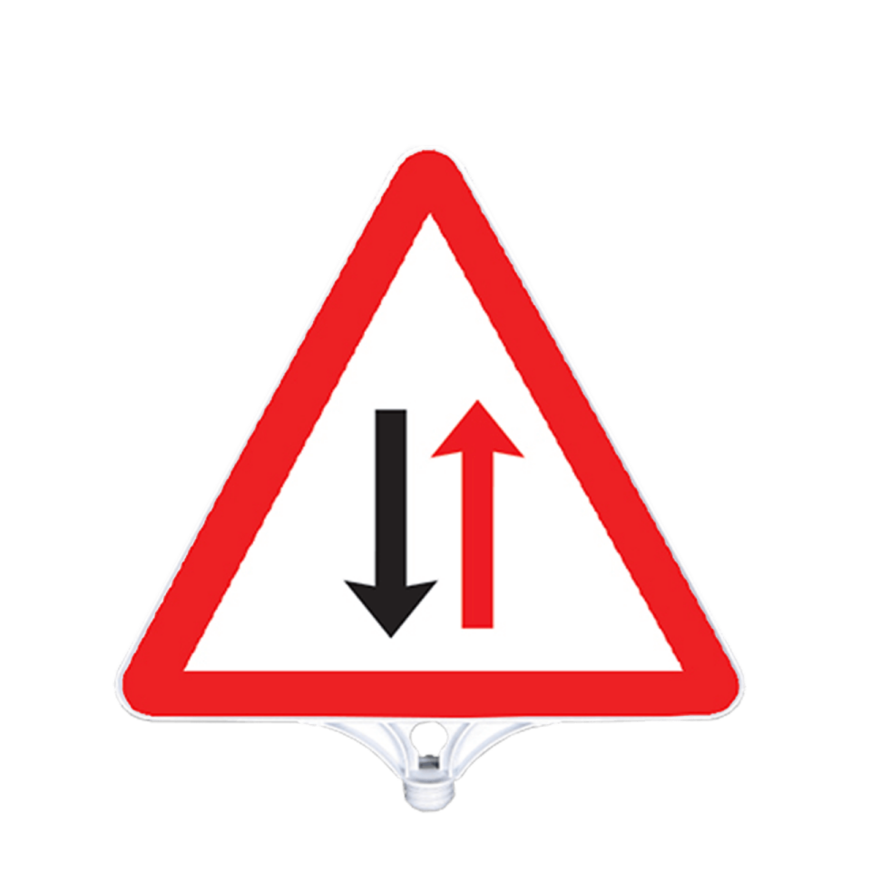 Dikkat İki Yönlü Trafik Tabelası Çift Taraflı  (9203)