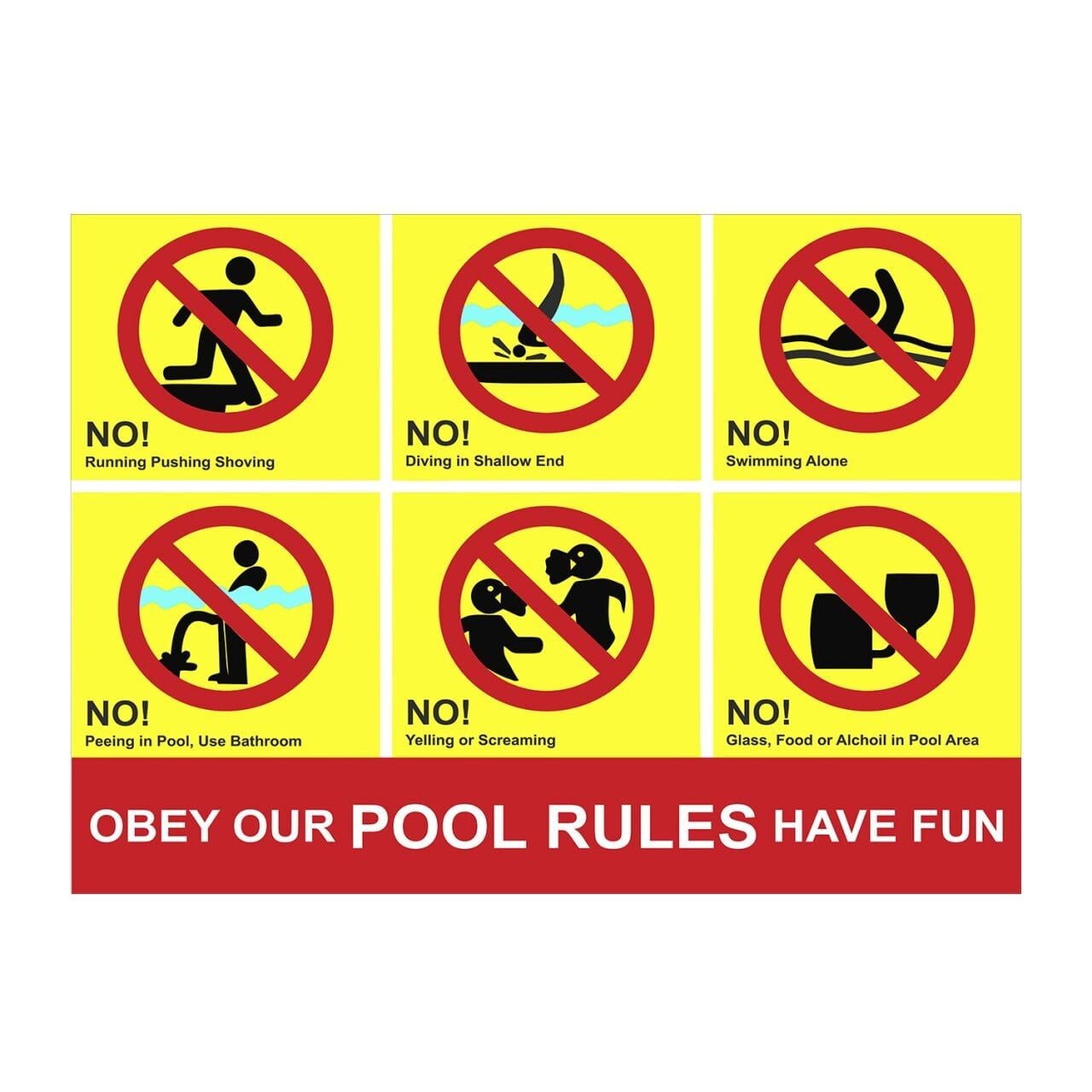 Havuz Güvenlik Kuralları Levha Seti - 3 ( 100x110 cm )