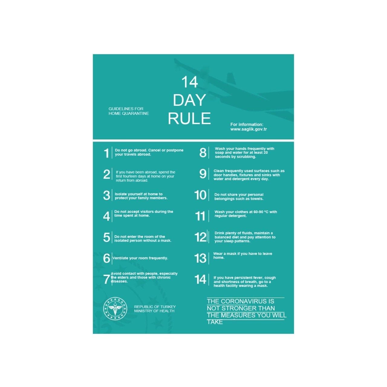 14 Gün Kuralı Levhası (İngilizce)