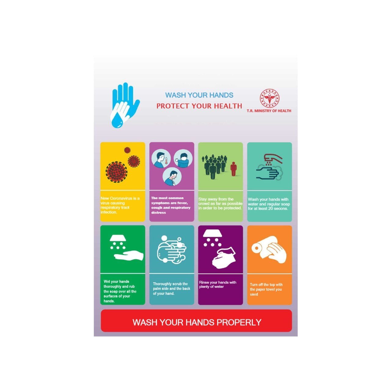 Ellerinizi Yıkayın Sağlığınızı Koruyun Levhası (İngilizce)