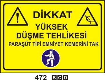 Yüksek Düşme Tehlikesi Paraşüt Tipi Emniyet Kemerini Tak