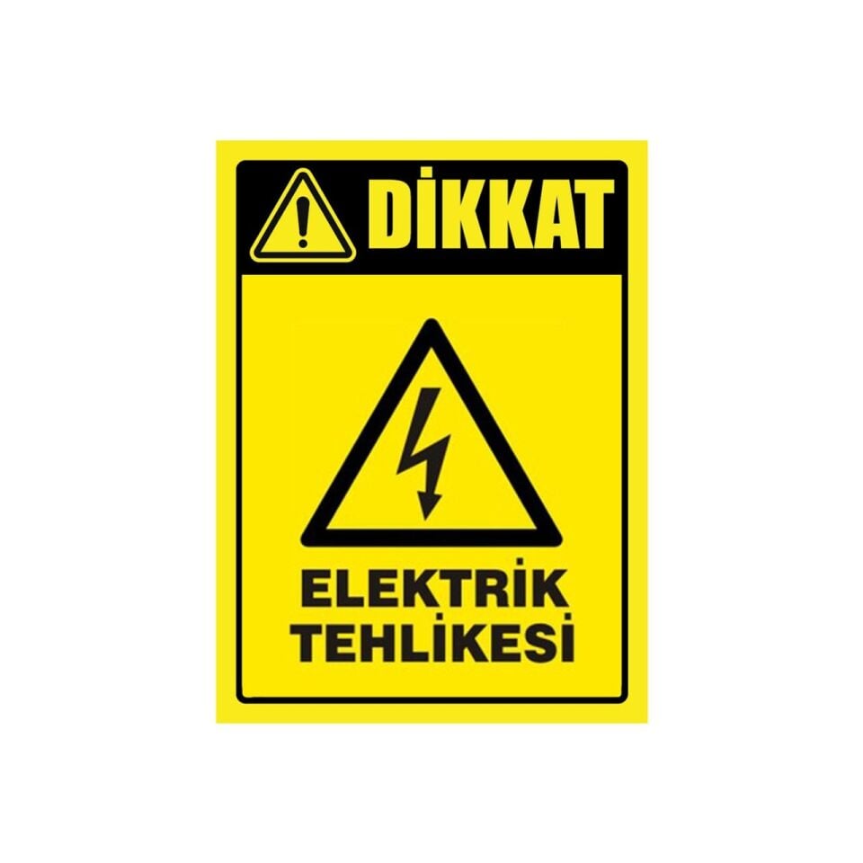 Dikkat Elektrik Tehlikesi Pano Sticker Etiket (10x15 cm)
