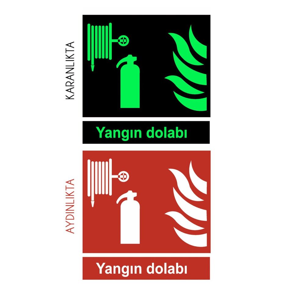 Yangın Dolabı Uyarı Levhası (Fotolümenli) 15x15 cm