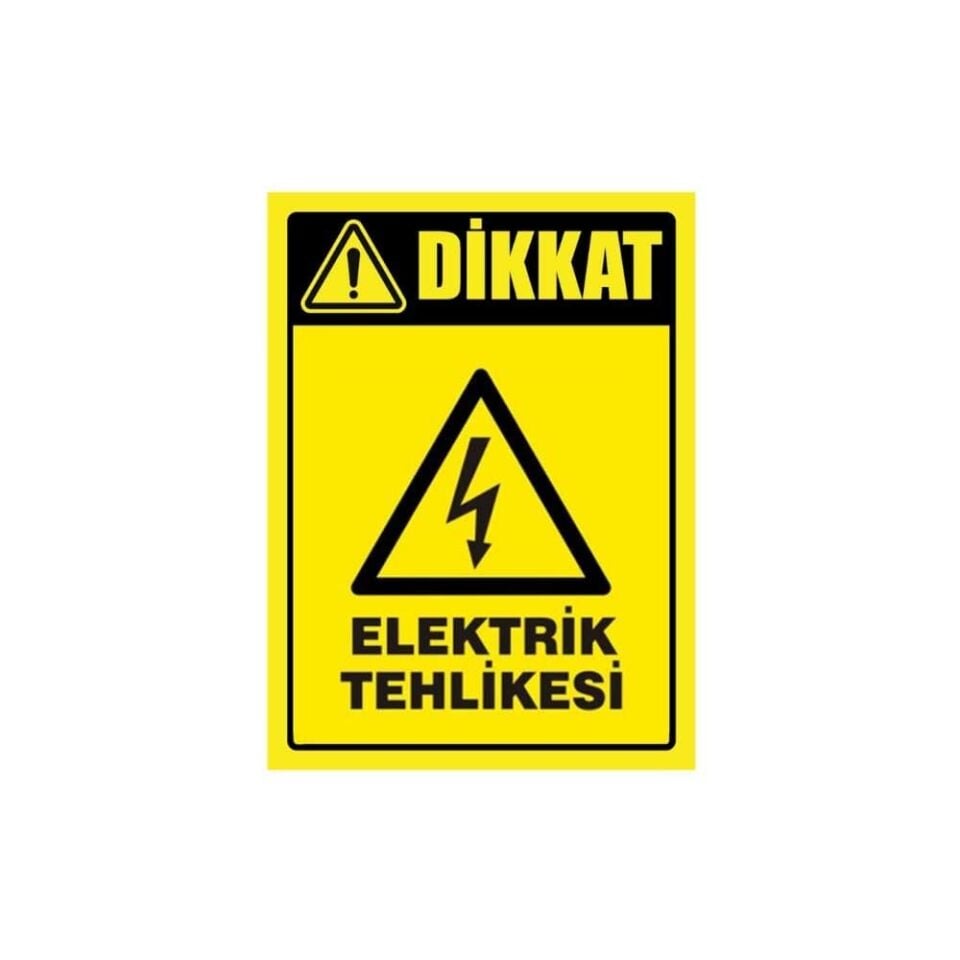 Dikkat Elektrik Tehlikesi Pano Sticker Etiketi (10x15 cm) 10'lu Paket