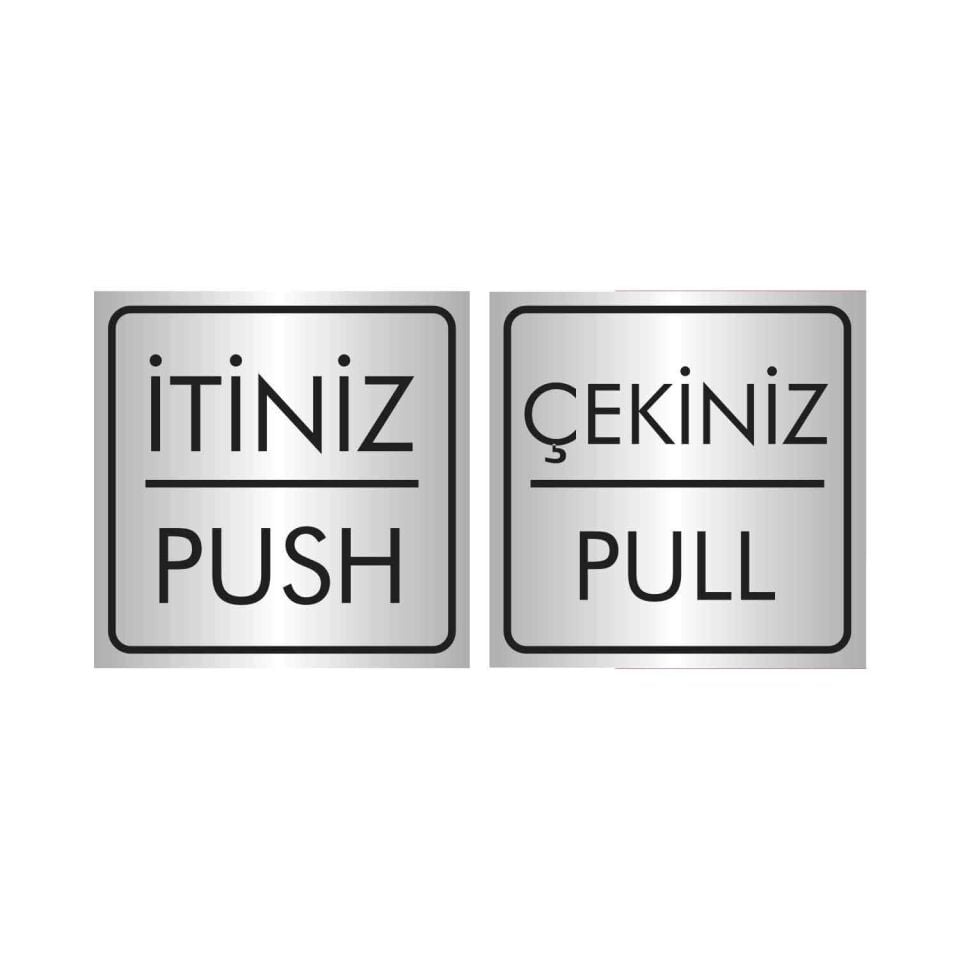 Türkçe İngilizce İtiniz Çekiniz Kapı Etiketi