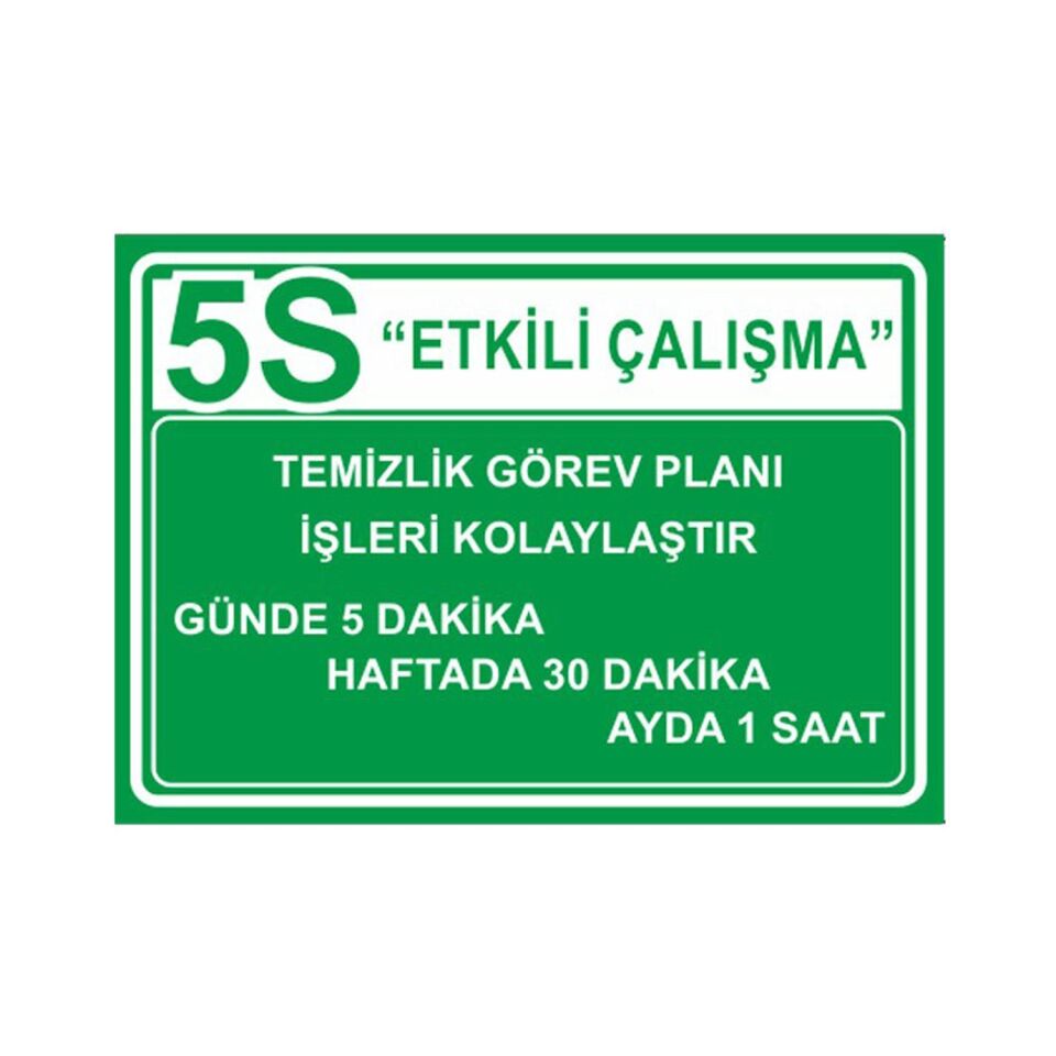 5S Etkili Çalışma Levhası 003 (Temizlik Görev Plânı) 50x70 cm Dekota