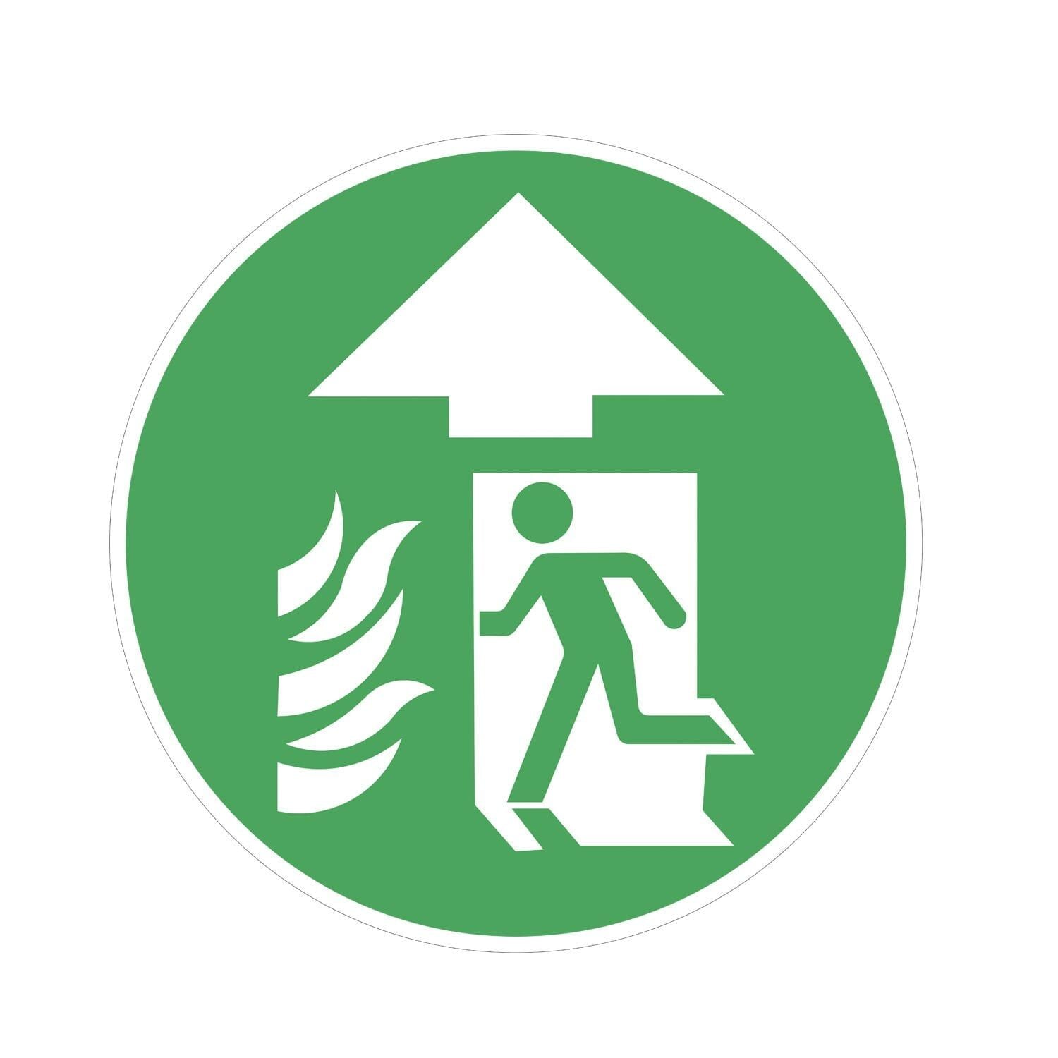 Acil Yangın Çıkışı İleri Yön Zemin Sticker Etiketi 30x30 Laminasyonlu (Fotolümen)