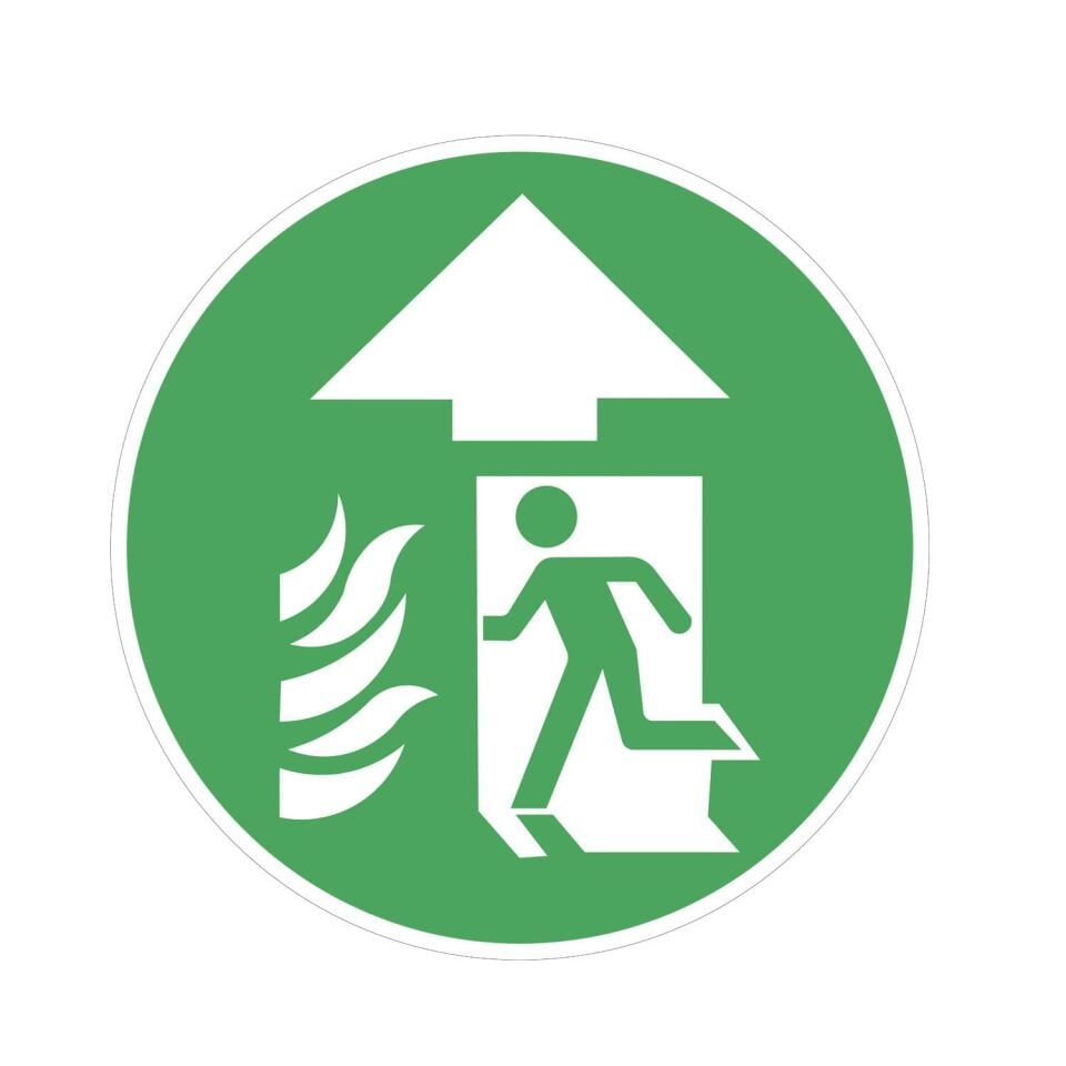 Acil Yangın Çıkışı İleri Yön Zemin Sticker Etiketi 30x30 Laminasyonlu (Fotolümen)