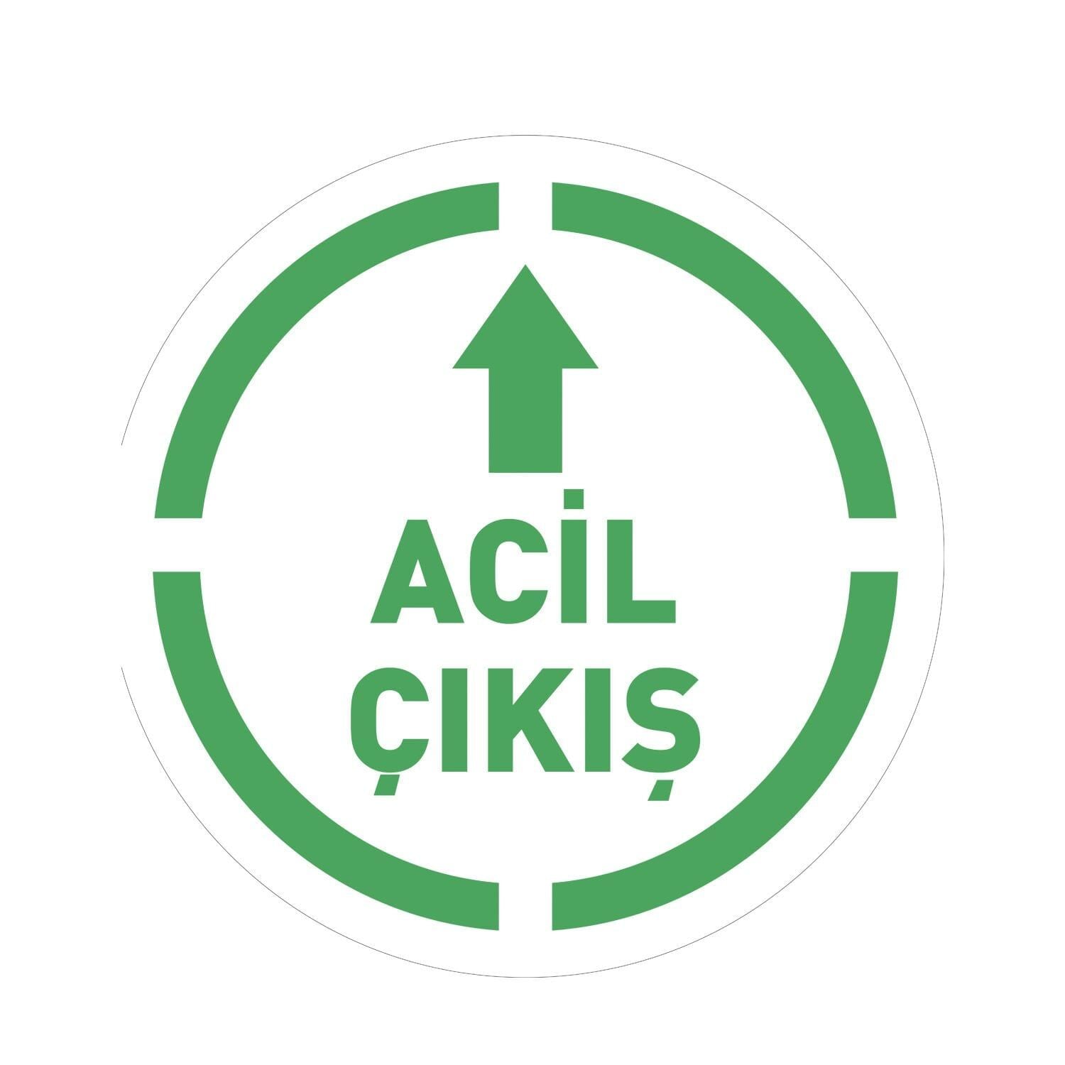 Acil Yangın Çıkışı İleri Yön Zemin Sticker Etiketi 30x30 Laminasyonlu