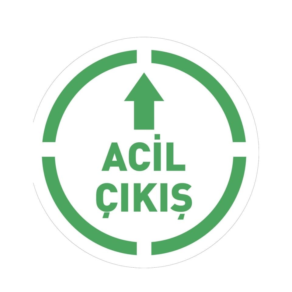 Acil Yangın Çıkışı İleri Yön Zemin Sticker Etiketi 30x30 Laminasyonlu