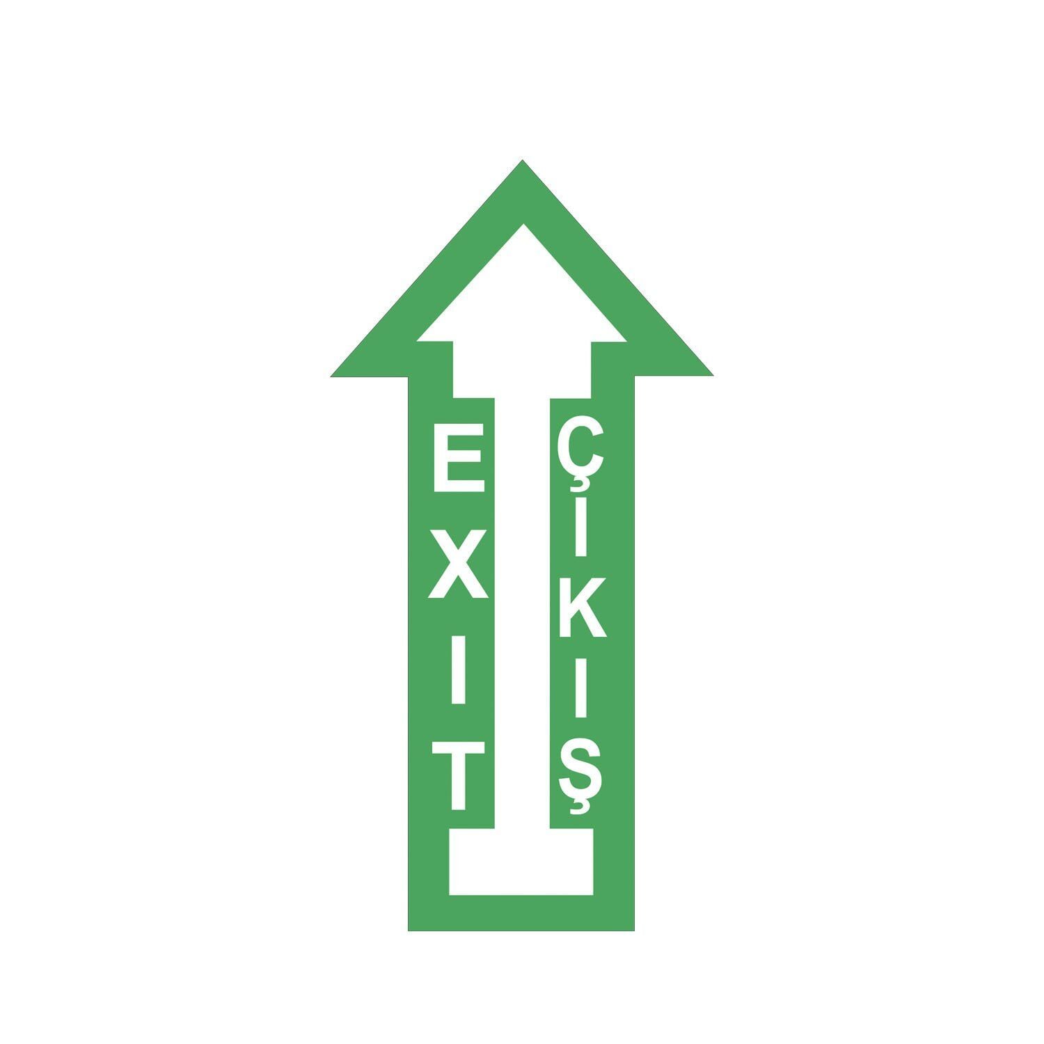 Exit Çıkış İleri Yön Zemin Sticker Etiketi 15x30 Laminasyonlu