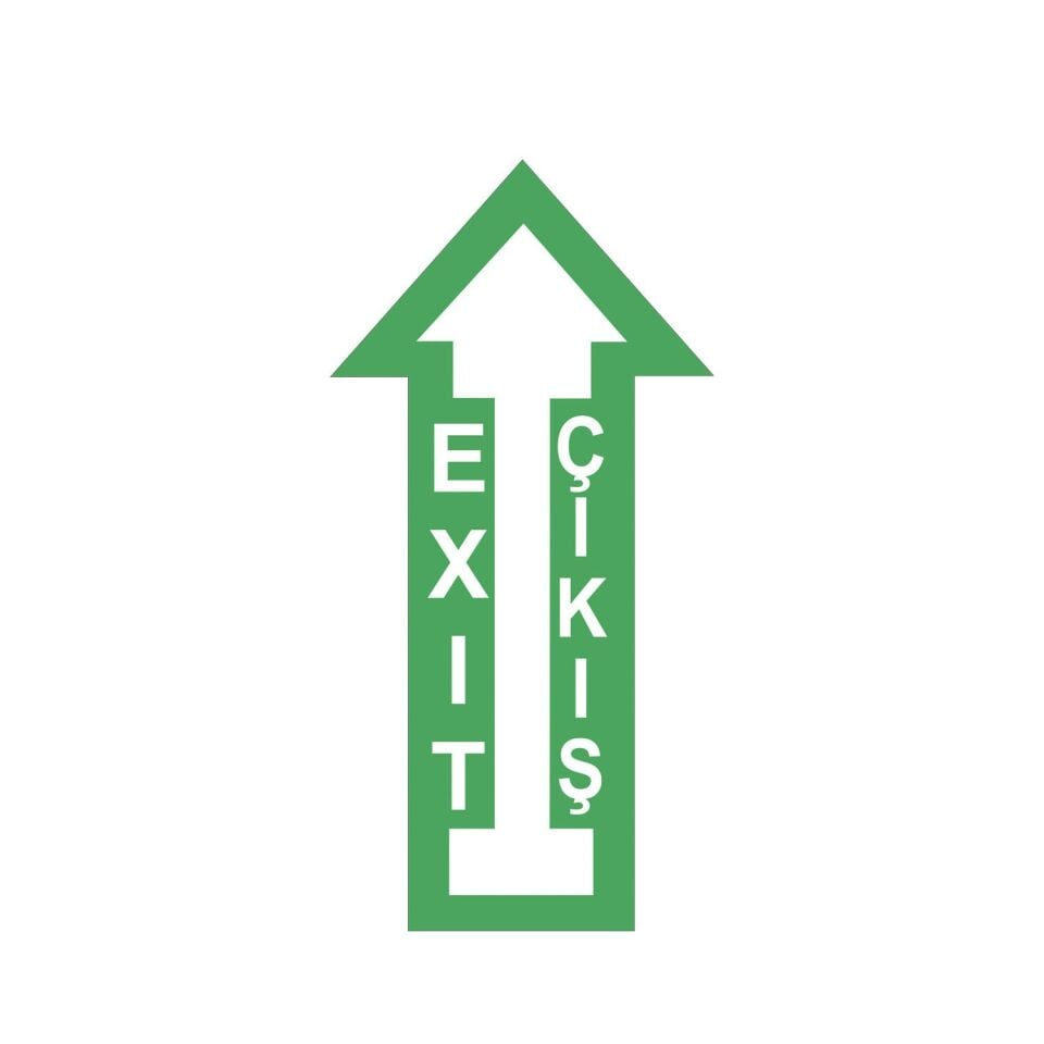 Exit Çıkış İleri Yön Zemin Sticker Etiketi 15x30 Laminasyonlu