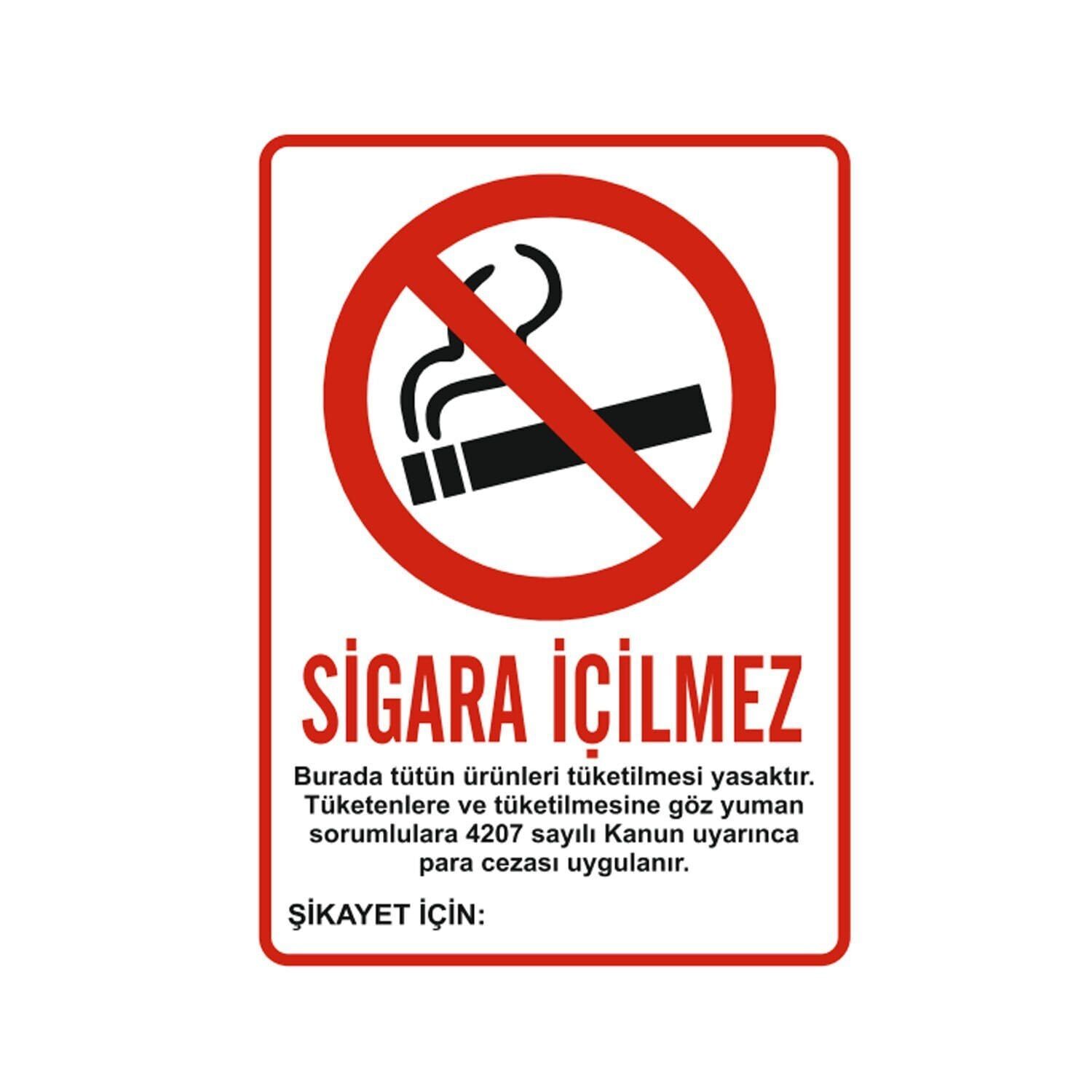 Sigara İçilmez Uyarılı Şikayet Levhası