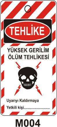 Yüksek Gerilim Ölüm Tehlikesi (Asılabilir Etiket)