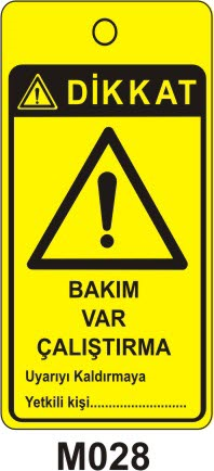 Bakım Var Çalıştırma (Asılabilir Etiket)