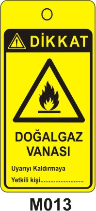 Doğal Gaz Vanası (Asılabilir Etiket)