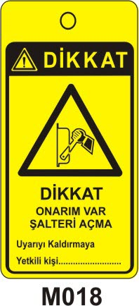 Dikkat Onarım Var Şalteri Açma (Asılabilir Etiket)