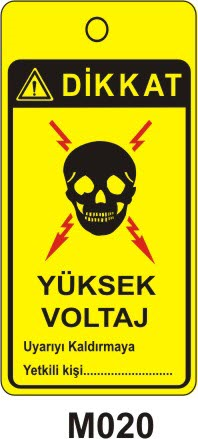 Yüksek Voltaj (Asılabilir Etiket)