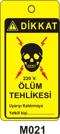 220 Volt Ölüm Tehlikesi (Asılabilir Etiket)