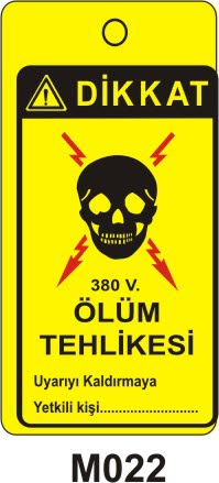 380 Volt Ölüm Tehlikesi (Asılabilir Etiket)