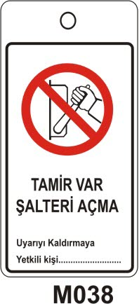 Tamir Var Şalteri Açma (Asılabilir Etiket)