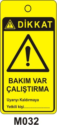 Bakım Var Çalıştırma (Asılabilir Etiket)