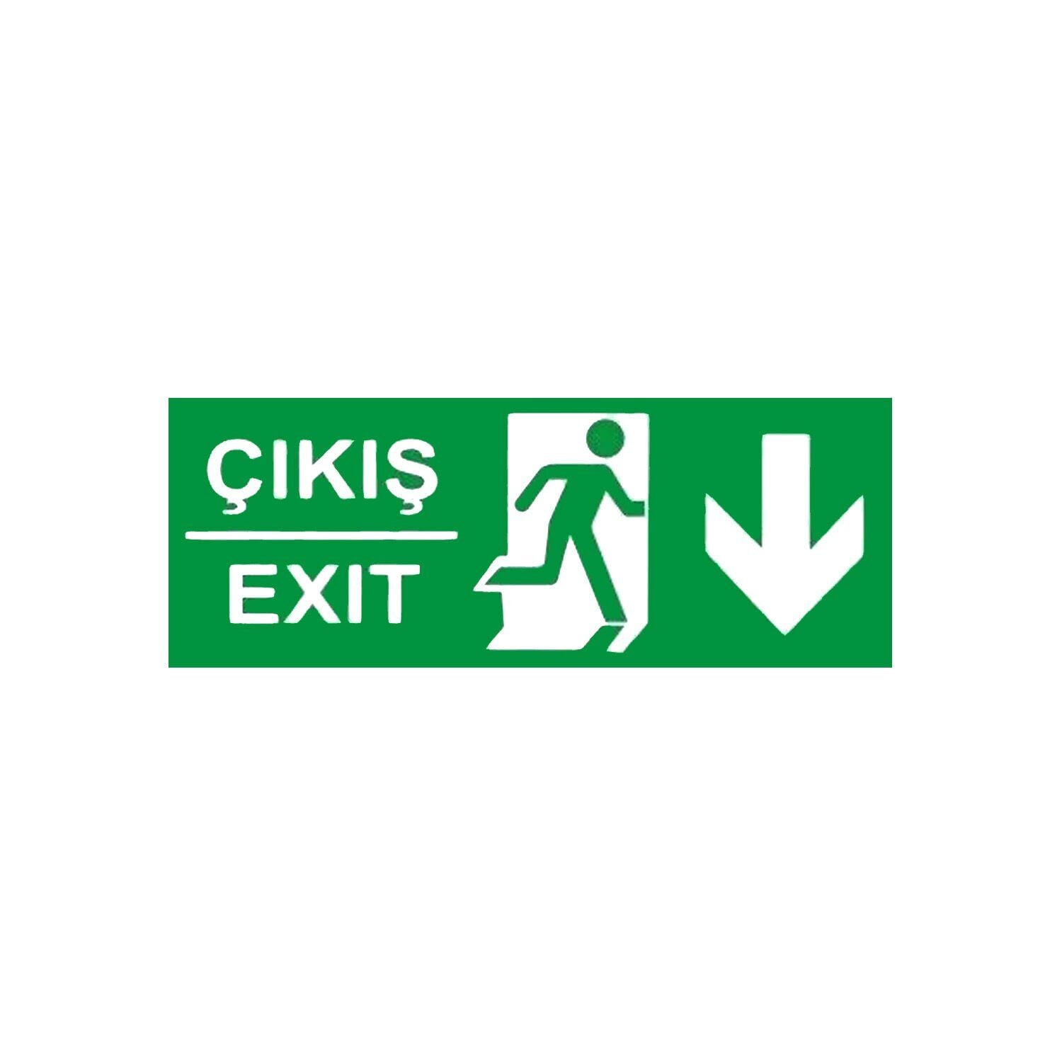 Çıkış Exit Aşağı Ok (Fotolümenli Levha)