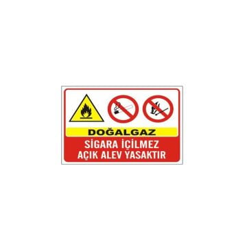 Doğal Gaz Sigara İçilmez Açık Alev Yasaktır Levhası
