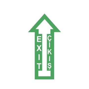 Exit Çıkış İleri Yön Zemin Sticker Etiketi 15x30 Laminasyonlu