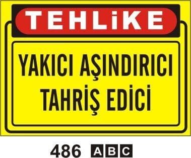 Yakıcı Aşındırıcı Tahriş Edici Levhası