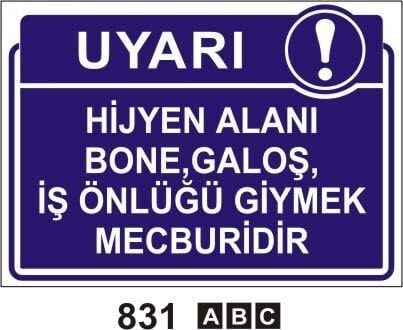 Hijyen Alanı Bone Galoş İş Önlüğü Giymek Mecburidir