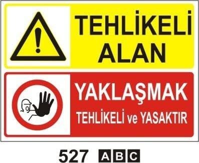 Tehlikeli Alan Yaklaşmak Tehlikeli ve Yasaktır Levhası