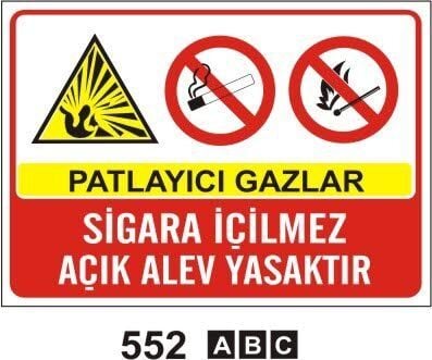 Patlayıcı Gazlar Sigara İçilmez Açık Ateşle Yaklaşma