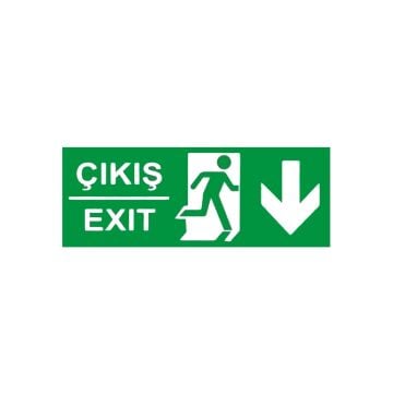 Çıkış Exit Aşağı Ok (Fotolümenli Levha)