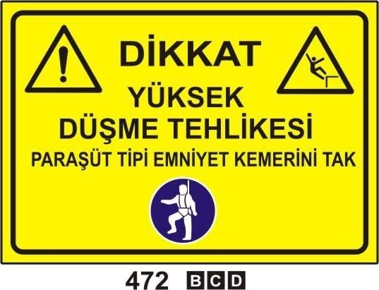 Yüksek Düşme Tehlikesi Paraşüt Tipi Emniyet Kemerini Tak