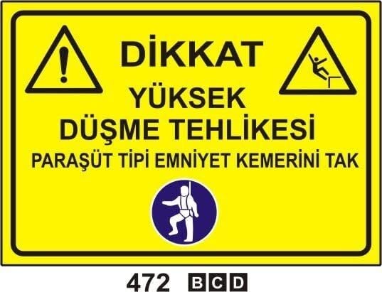 Yüksek Düşme Tehlikesi Paraşüt Tipi Emniyet Kemerini Tak
