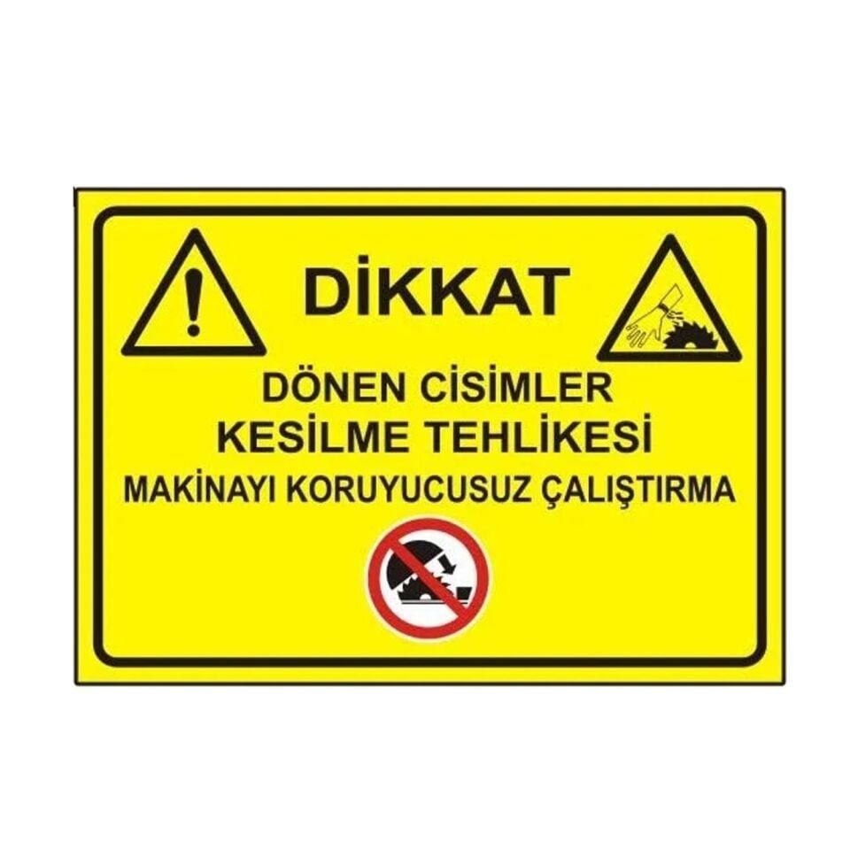 Dönen Cisimler Kesilme Tehlikesi Makinayı Koruyucusuz Çalıştırma