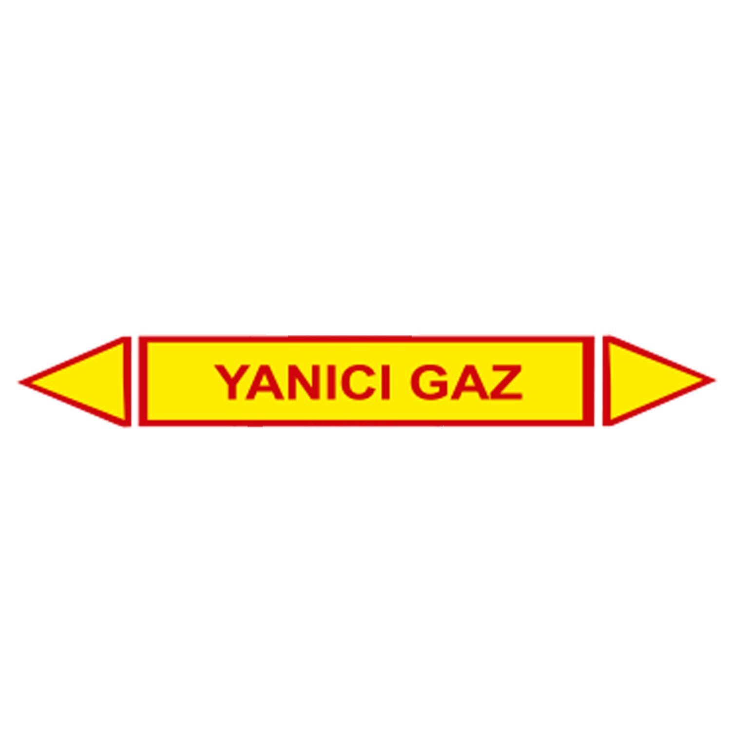Yanıcı Gaz Akışkan Boru Etiketi