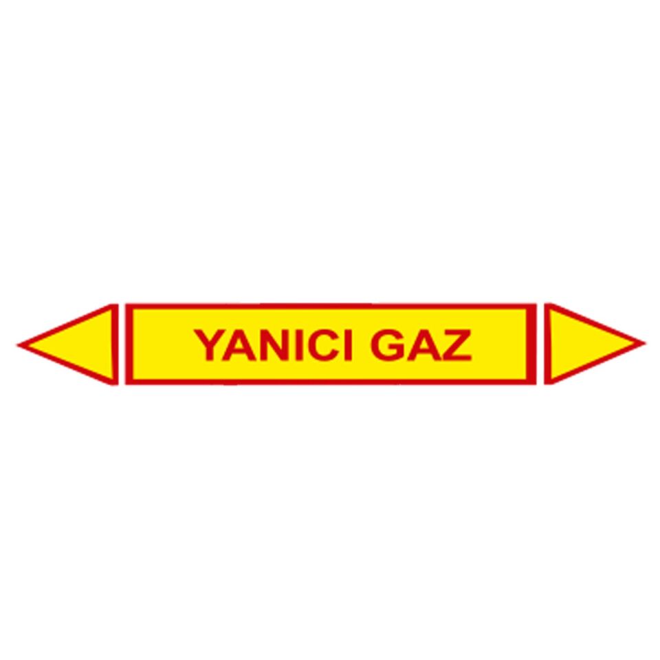 Yanıcı Gaz Akışkan Boru Etiketi