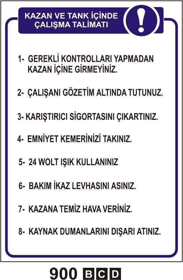 Kazan ve Tank İçinde Çalışma Talimatı