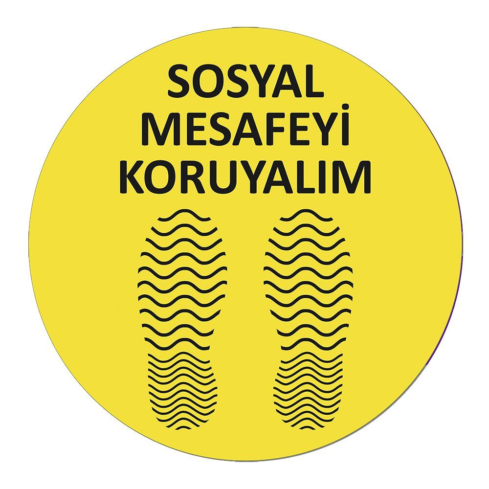 Sosyal Mesafeyi Koruyalım Ayak Desen Sticker 30x30 Laminasyonlu