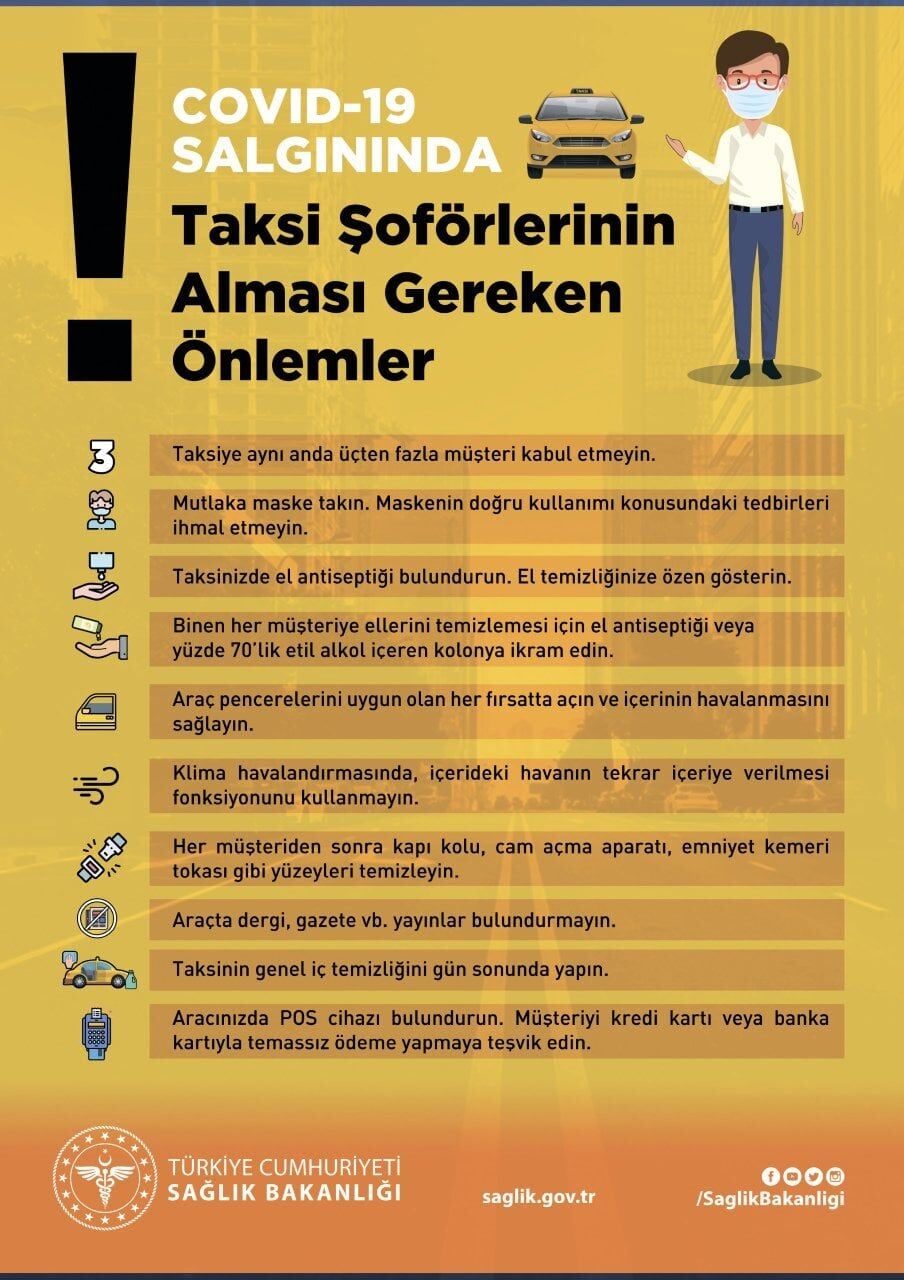 Taksi Şoförlerinin Alması Gereken Önlemler Levhası