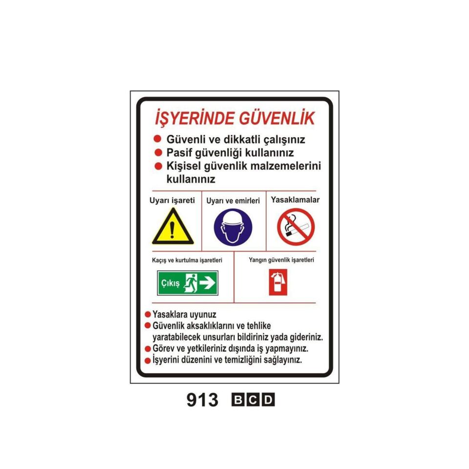 İş Yerinde Güvenlik Levhası