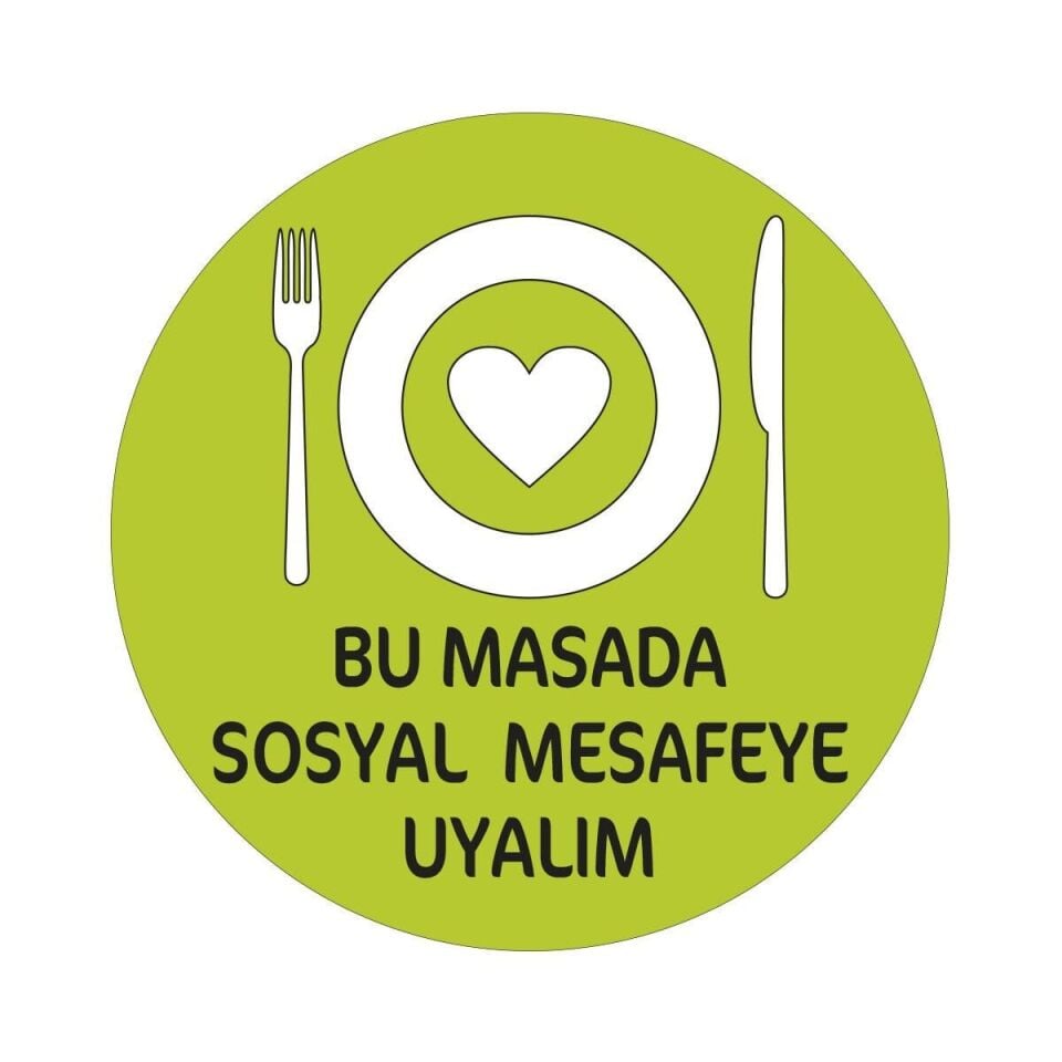 Bu Masada Sosyal Mesafeye Uyalım Sticker Etiket 30x30