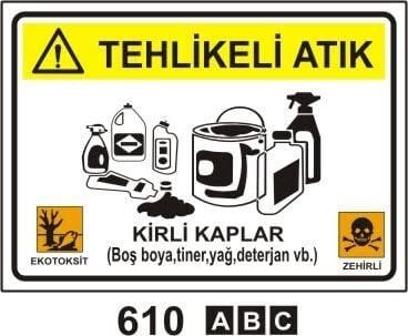 Tehlikeli Atık Kirli Kaplar (Geri Dönüşüm/Tehlikeli Atık Levhası)