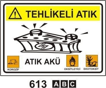 Tehlikeli Atık Atık Akü (Geri Dönüşüm/Tehlikeli Atık Levhası)